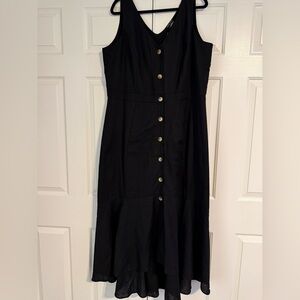 City Chic Black Linen  Maxi Dress - Sleeveless